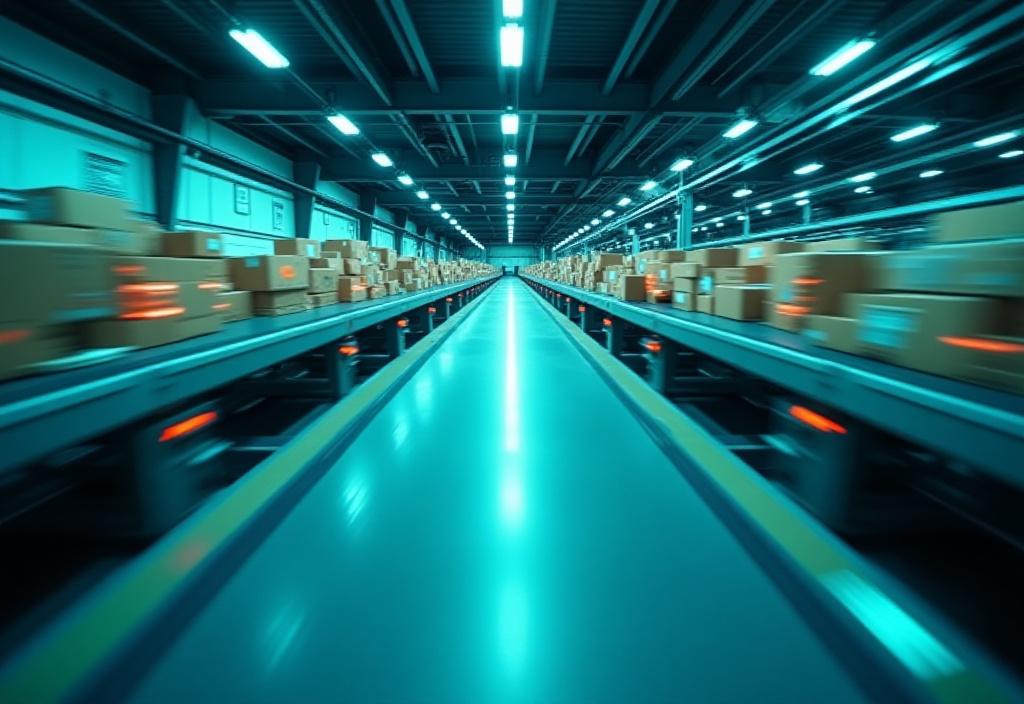 Modern logistics hub with high-speed sorting